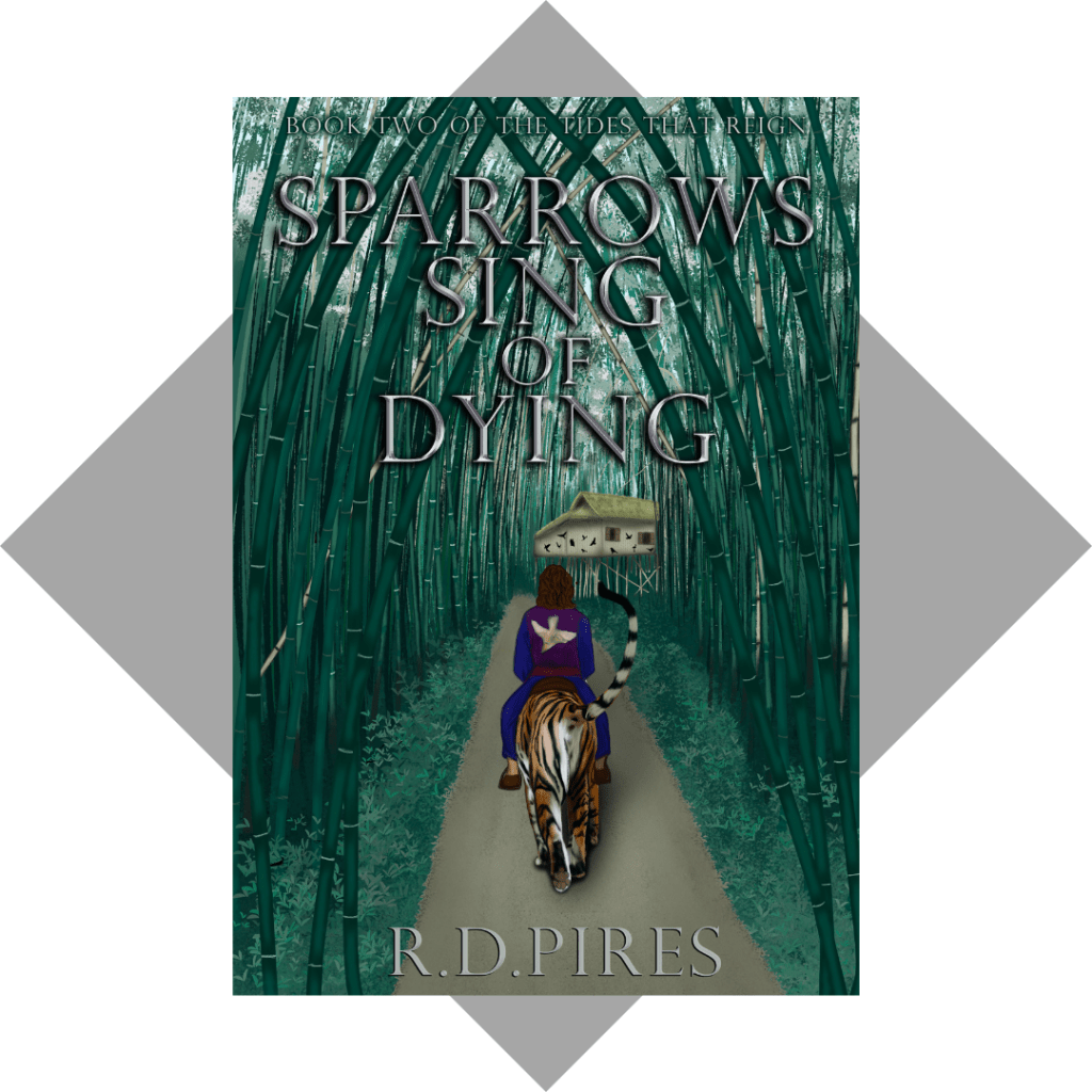 Cover of Sparrows Sing of Dying over a gray diamond