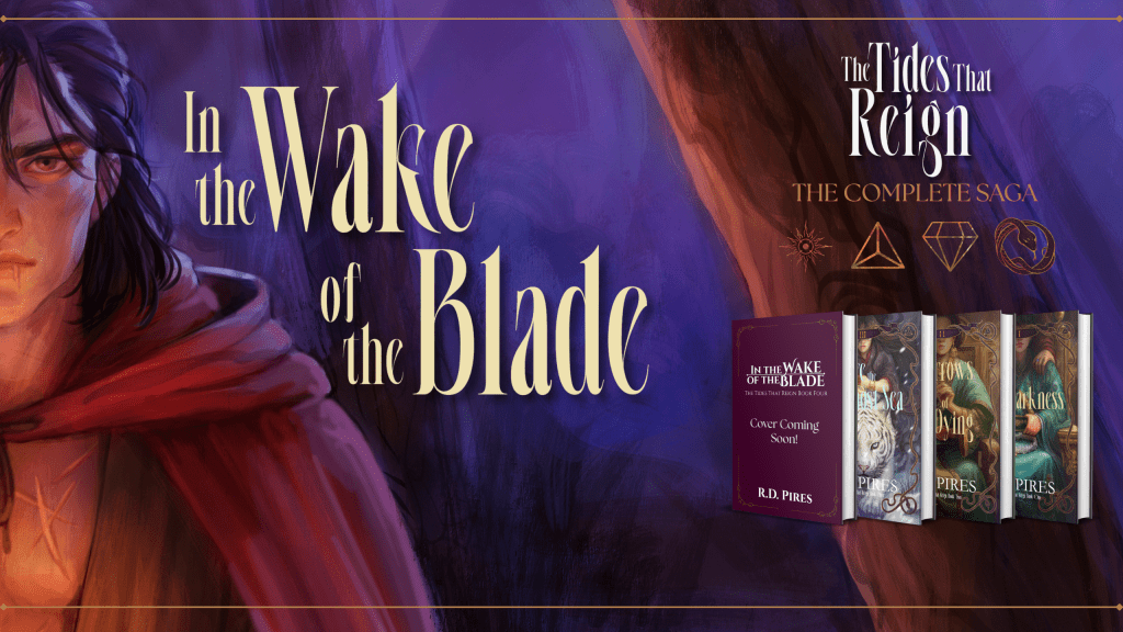 Kickstarter campaign banner for 'In the Wake of the Blade' showing half a man's face illuminated by a fire. 