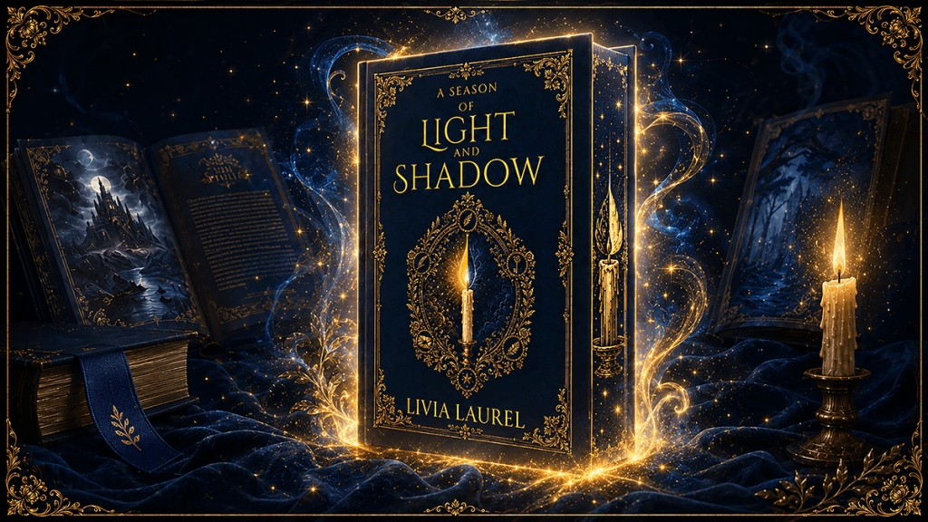 Kickstarter banner for the romantasy novel A Season of Light and Shadow.